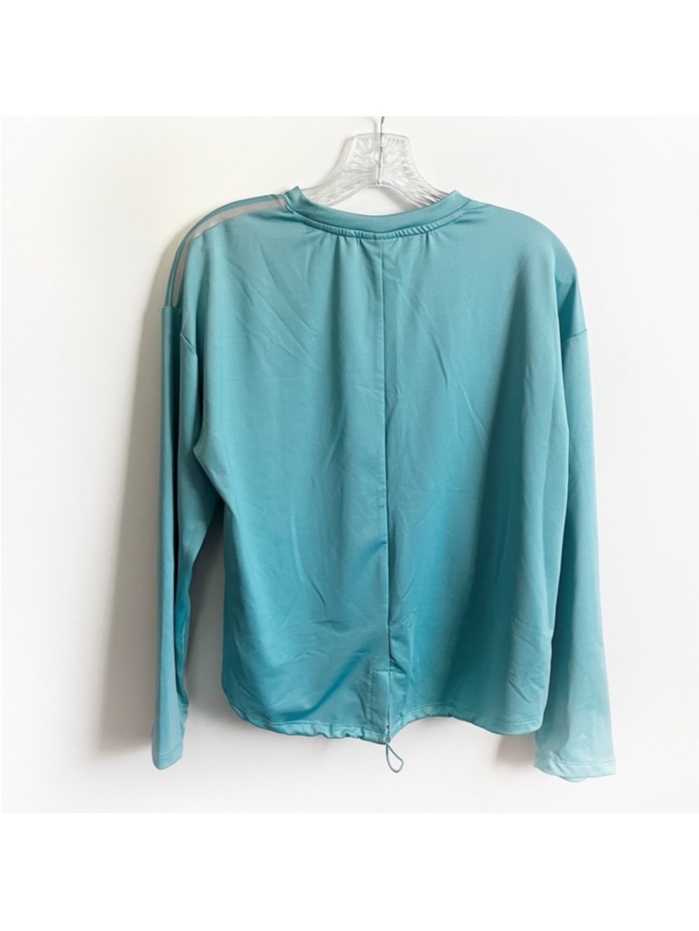 Spyder Active Base Layer Top teal blue stretchy wicking pullover drawstring - Picture 8 of 8